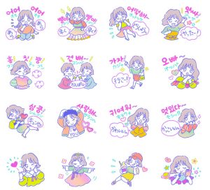 「POP!ハングルガール」スタンプ画像