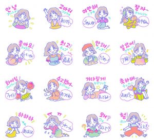 「POP!ハングルガール」スタンプ画像